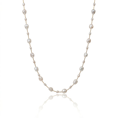 Titanium Steel - White Freshwater Pearl Necklace | 3–7mm AAA Grade | 80cm