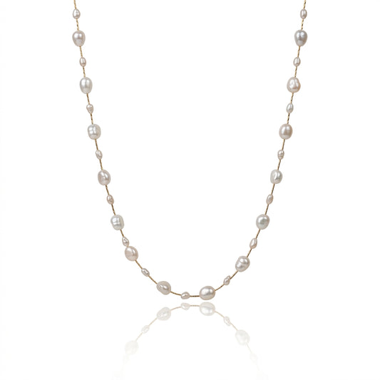 Titanium Steel - White Freshwater Pearl Necklace | 3–7mm AAA Grade | 80cm