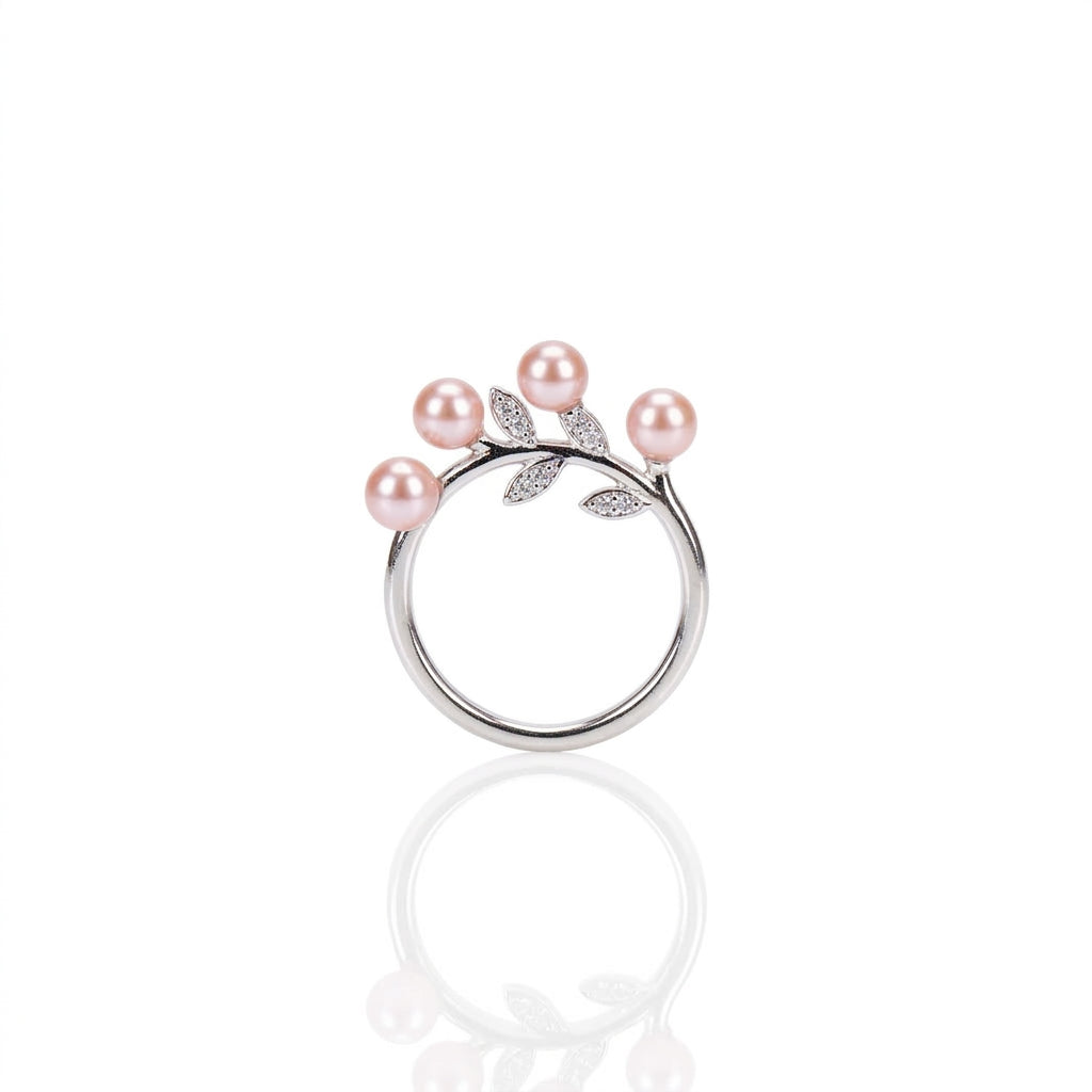 S925 Silver - Purple Freshwater Pearl Ring | 3–4mm AA Grade | Near Round Pearl
