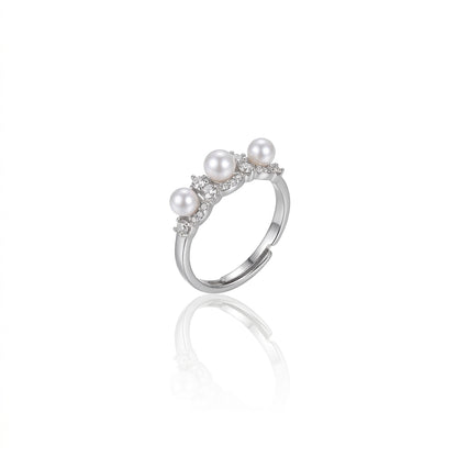 S925 Silver - White Freshwater Pearl Ring | 4–5mm AA Grade