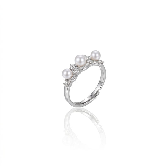 S925 Silver - White Freshwater Pearl Ring | 4–5mm AA Grade