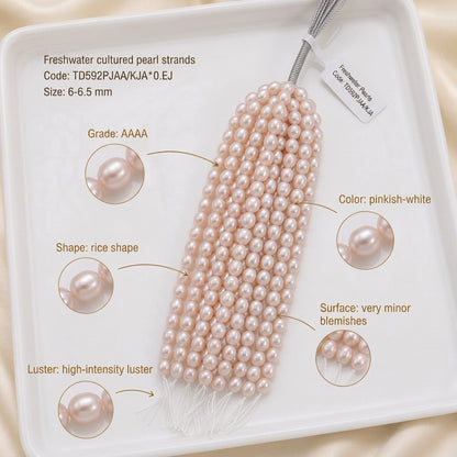 Pinkish-White Freshwater Pearl Strand | 6–6.5mm AAAA Grade