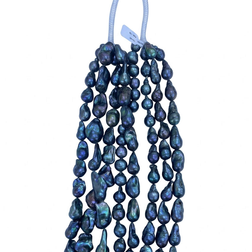 Black Dyed Freshwater Baroque Pearl Strand | 13–25mm AA Grade