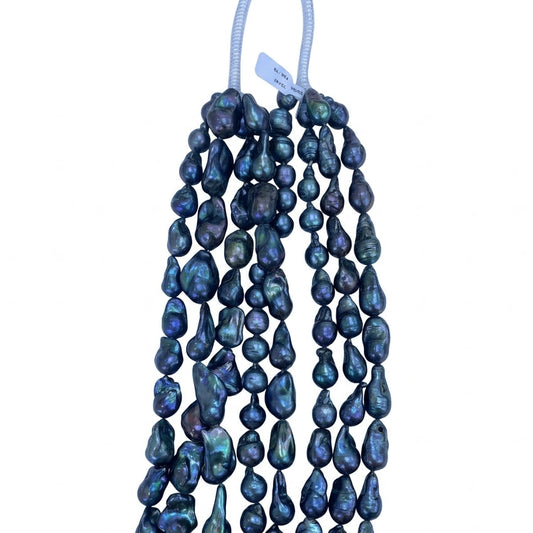 Black Dyed Freshwater Baroque Pearl Strand | 13–25mm AA Grade