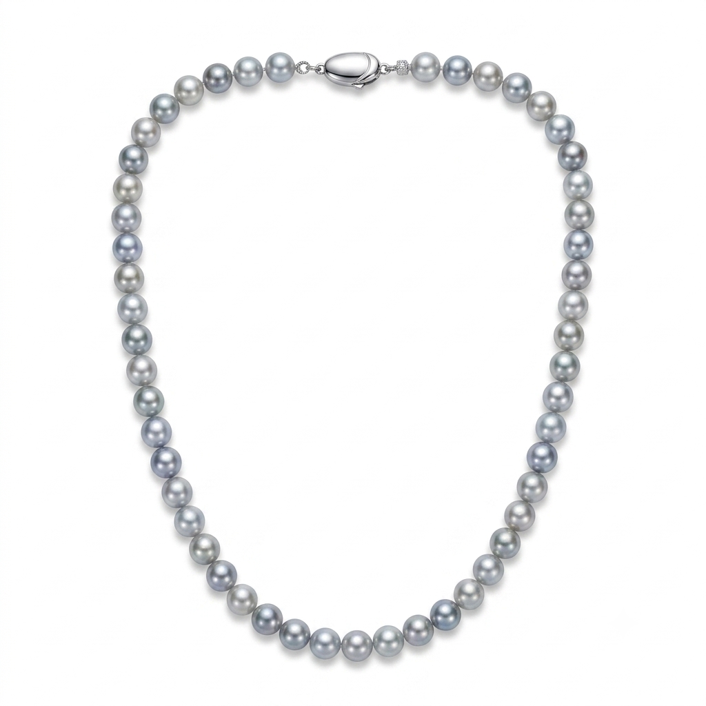 S925 Silver - Akoya Gray Pearl Necklace
