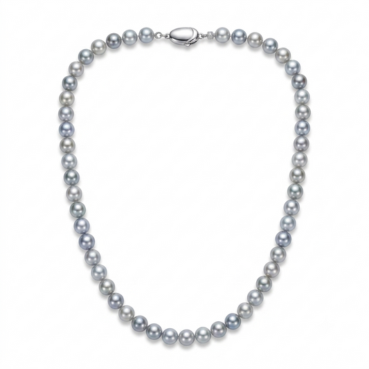 S925 Silver - Akoya Gray Pearl Necklace