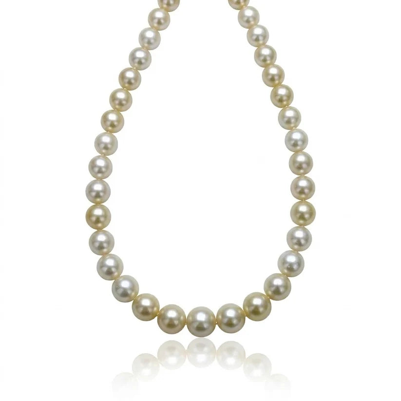 Medium Gold South Sea Pearl Strand | 9–12mm AA Grade | Near-Round | Per Strand