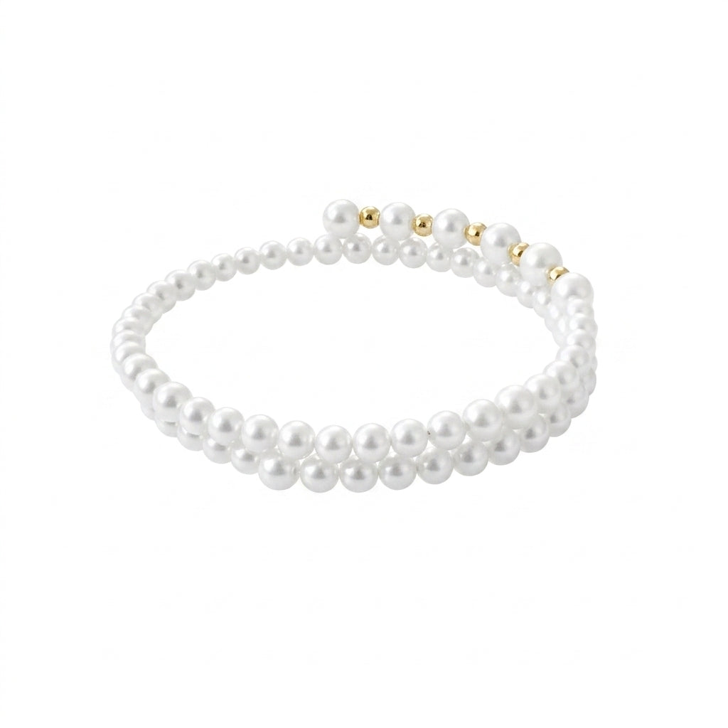 S925 Silver - Freshwater Pearl Double-Loop Bracelet | 4–5mm AAAA Grade