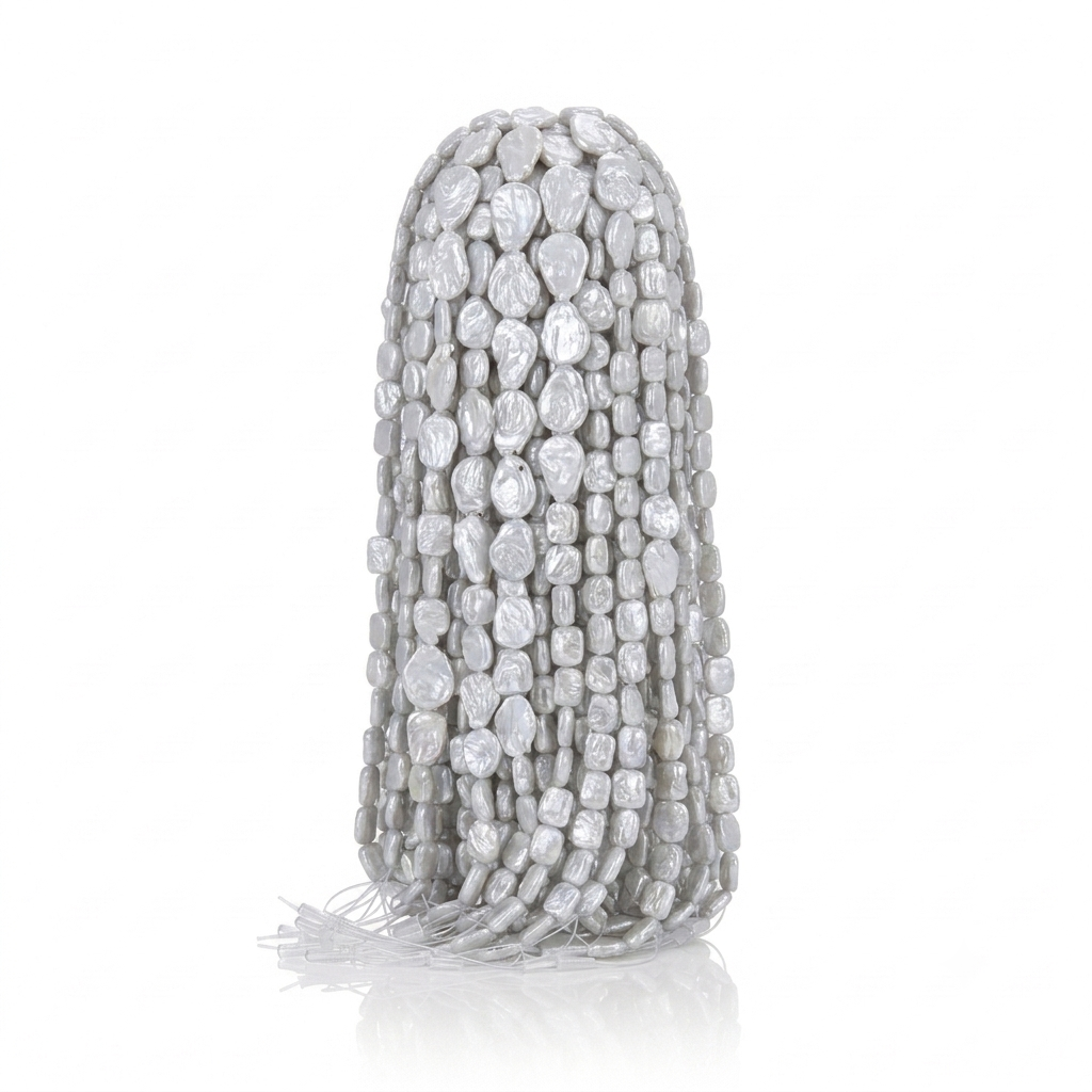 White Baroque Button Pearl Strand | 15mm AA Grade