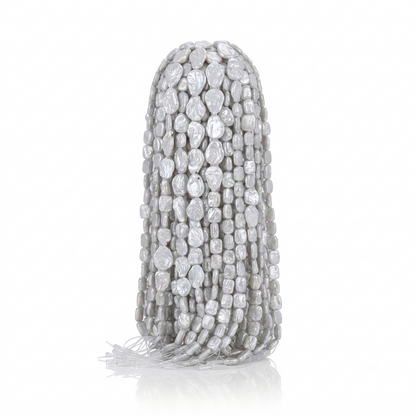 White Baroque Button Pearl Strand | 15mm AA Grade