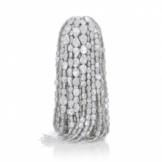 White Baroque Button Pearl Strand | 15mm AA Grade