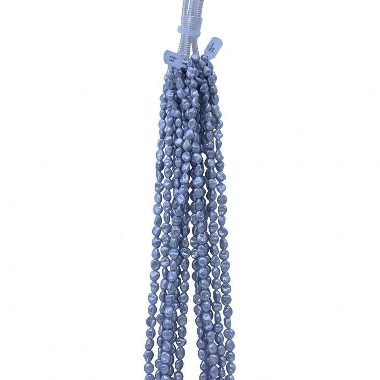 Grey Dyed Freshwater Keshi Pearl Strand | 6 × 7 × 10mm AA Grade | Per Strand