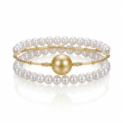 S925 Silver - Freshwater Pearl Memory Wire Bracelet | AAA Grade
