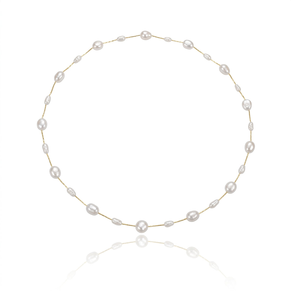 Titanium Steel - White Freshwater Pearl Necklace | 3–7mm AAA Grade
