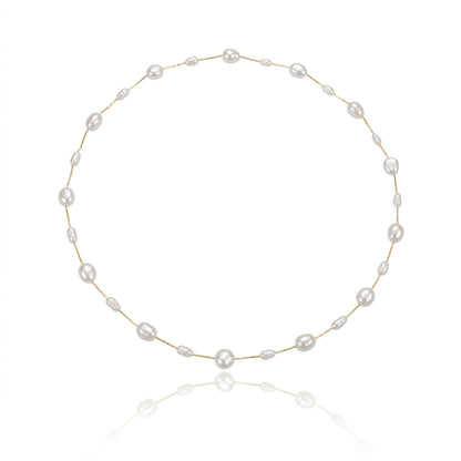 Titanium Steel - White Freshwater Pearl Necklace | 3–7mm AAA Grade