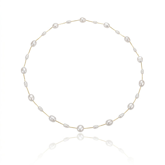 Titanium Steel - White Freshwater Pearl Necklace | 3–7mm AAA Grade
