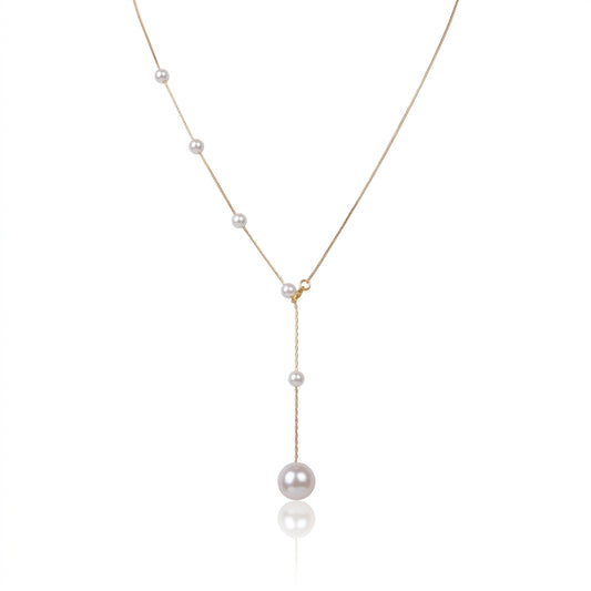 Titanium Steel - White Freshwater Pearl Necklace | 4–9mm AA Grade | 43cm