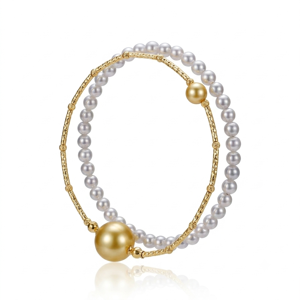 S925 Silver - Freshwater Pearl Memory Wire Bracelet | AAA Grade