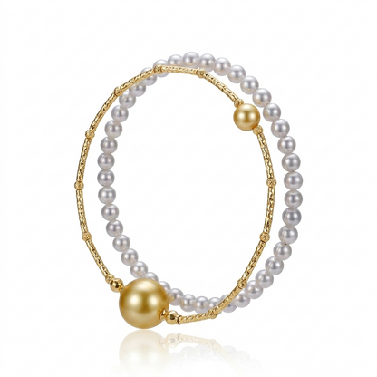 S925 Silver - Freshwater Pearl Memory Wire Bracelet | AAA Grade