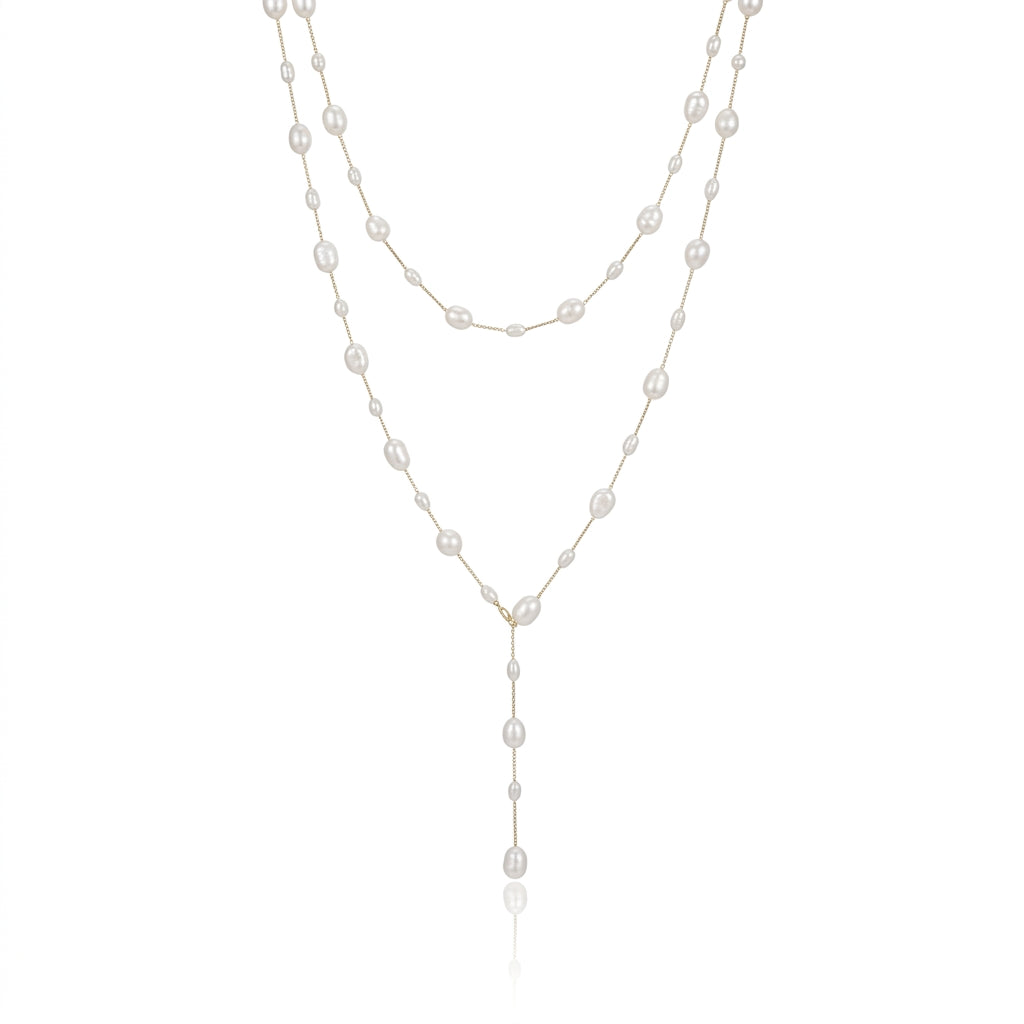 Titanium Steel - White Freshwater Pearl Necklace | 3–7mm AAA Grade