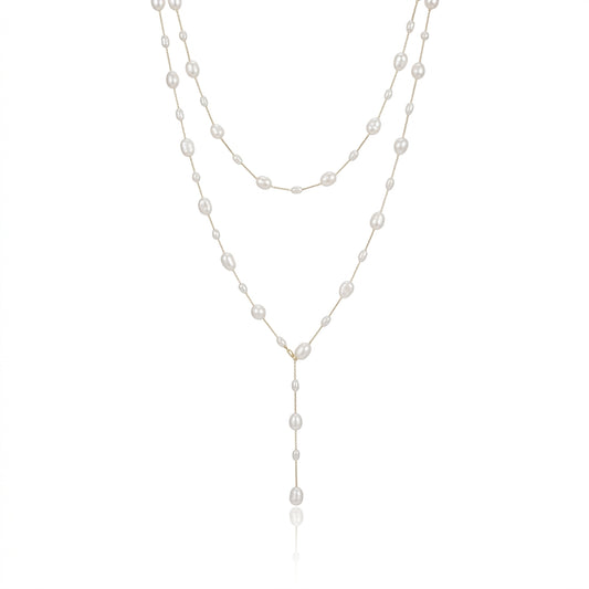Titanium Steel - White Freshwater Pearl Necklace | 3–7mm AAA Grade