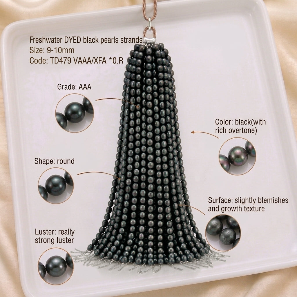 Black Freshwater Pearl Strand | 9–10mm AAA Grade