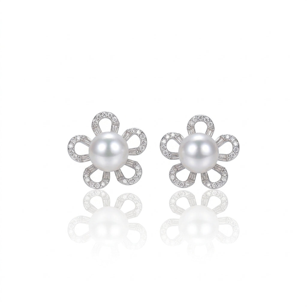 S925 Silver - White Freshwater Pearl Earrings | 8–9mm AAA Grade