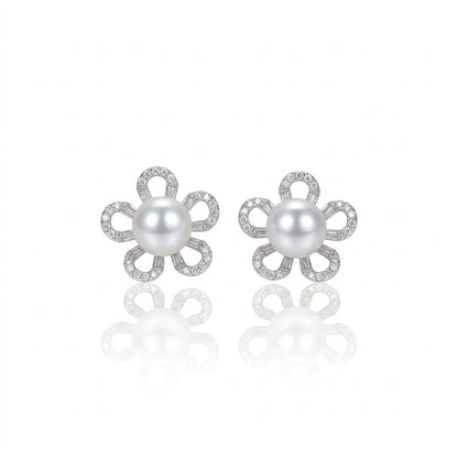 S925 Silver - White Freshwater Pearl Earrings | 8–9mm AAA Grade