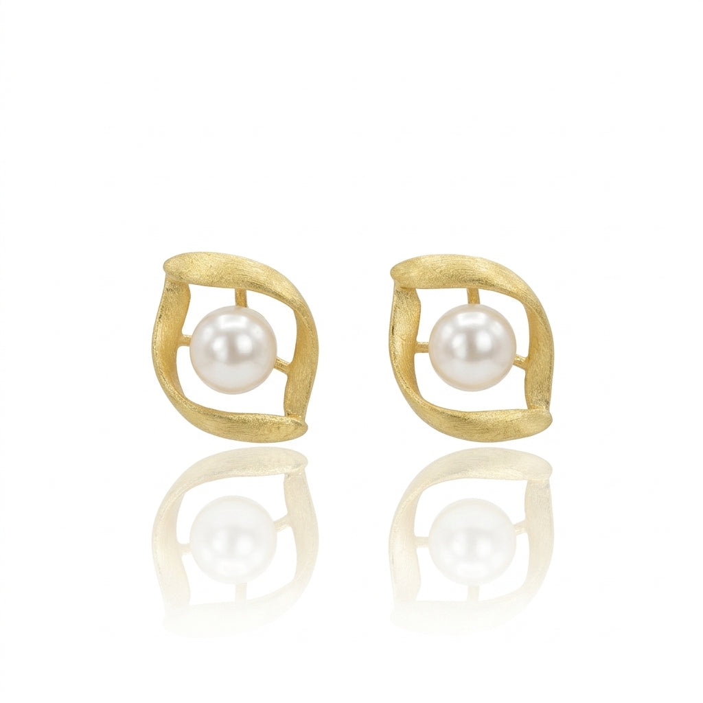 Gold - White Freshwater Pearl Earrings | 5–6mm AAA Grade