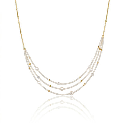 S925 Silver - White Freshwater Keshi Pearl Necklace | 2–4mm AAA Grade