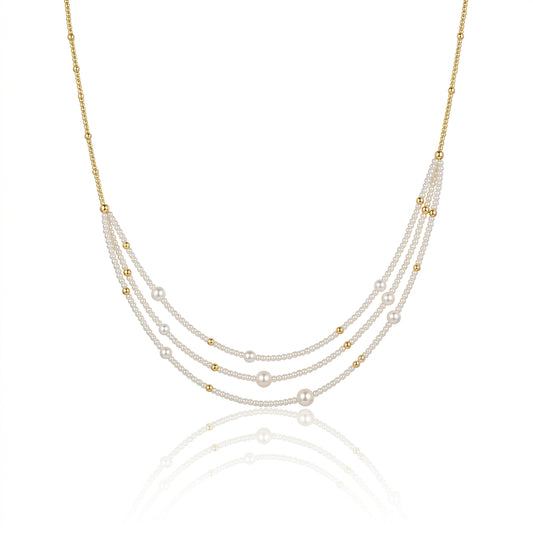 S925 Silver - White Freshwater Keshi Pearl Necklace | 2–4mm AAA Grade