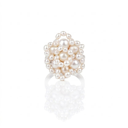 White Freshwater Pearl Ring | 3–6mm AAA Grade | Near-Round Pearls
