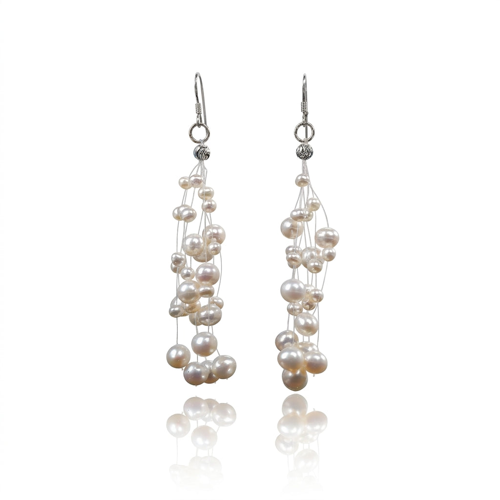 S925 Silver - White Freshwater Pearl Hook Earrings | 3–6mm AAA Grade