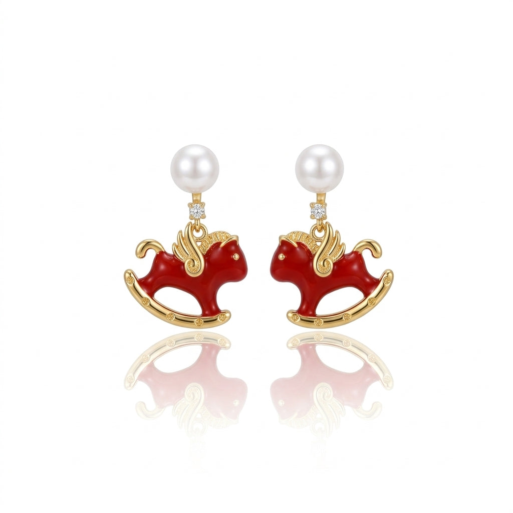 Alloy - White Freshwater Pearl New Year Earrings | 5–6mm