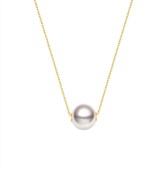 18K Gold - Akoya Seawater Pearl Pendant Necklace