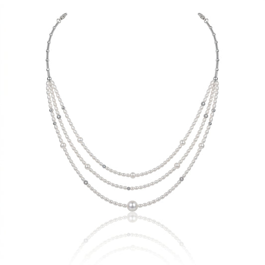S925 Silver - White Freshwater Pearl Necklace | 2–4mm AAA Grade