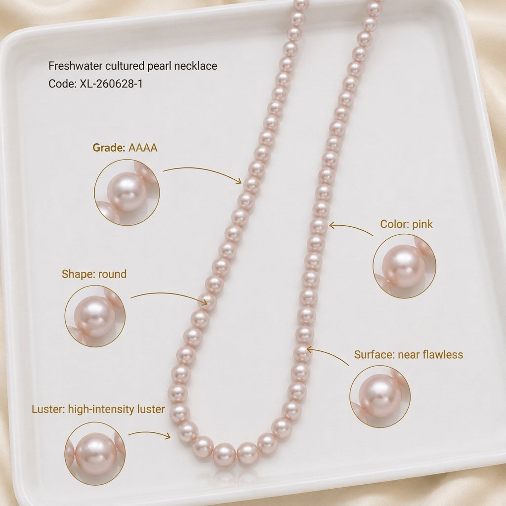 Pink Freshwater Pearl Necklace | 3–8mm AAAA Grade