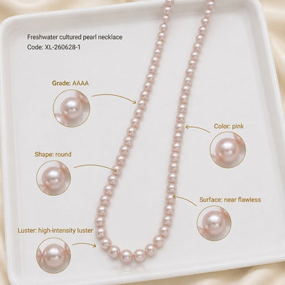 Pink Freshwater Pearl Necklace | 3–8mm AAAA Grade