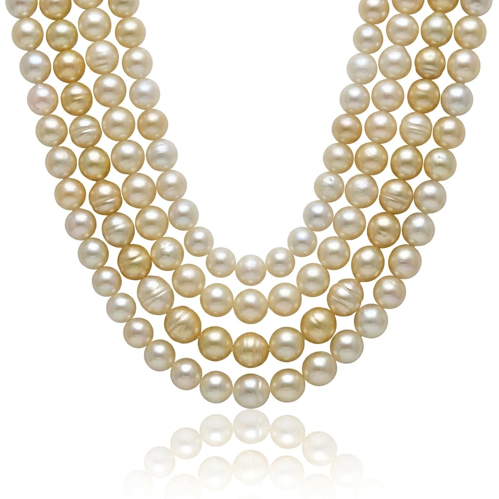 Light Gold Saltwater Baroque Pearl Strand | 9–11mm AA Grade