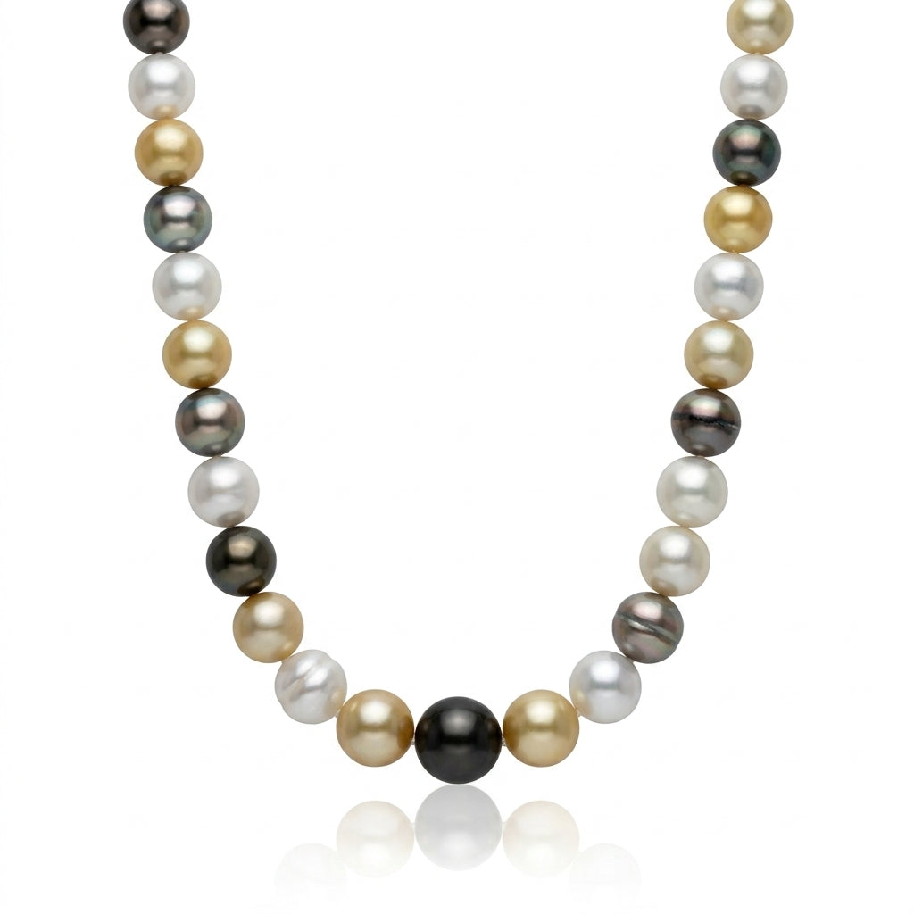 Mixed-Color Tahitian Pearl Strand | 11–15mm AA Grade