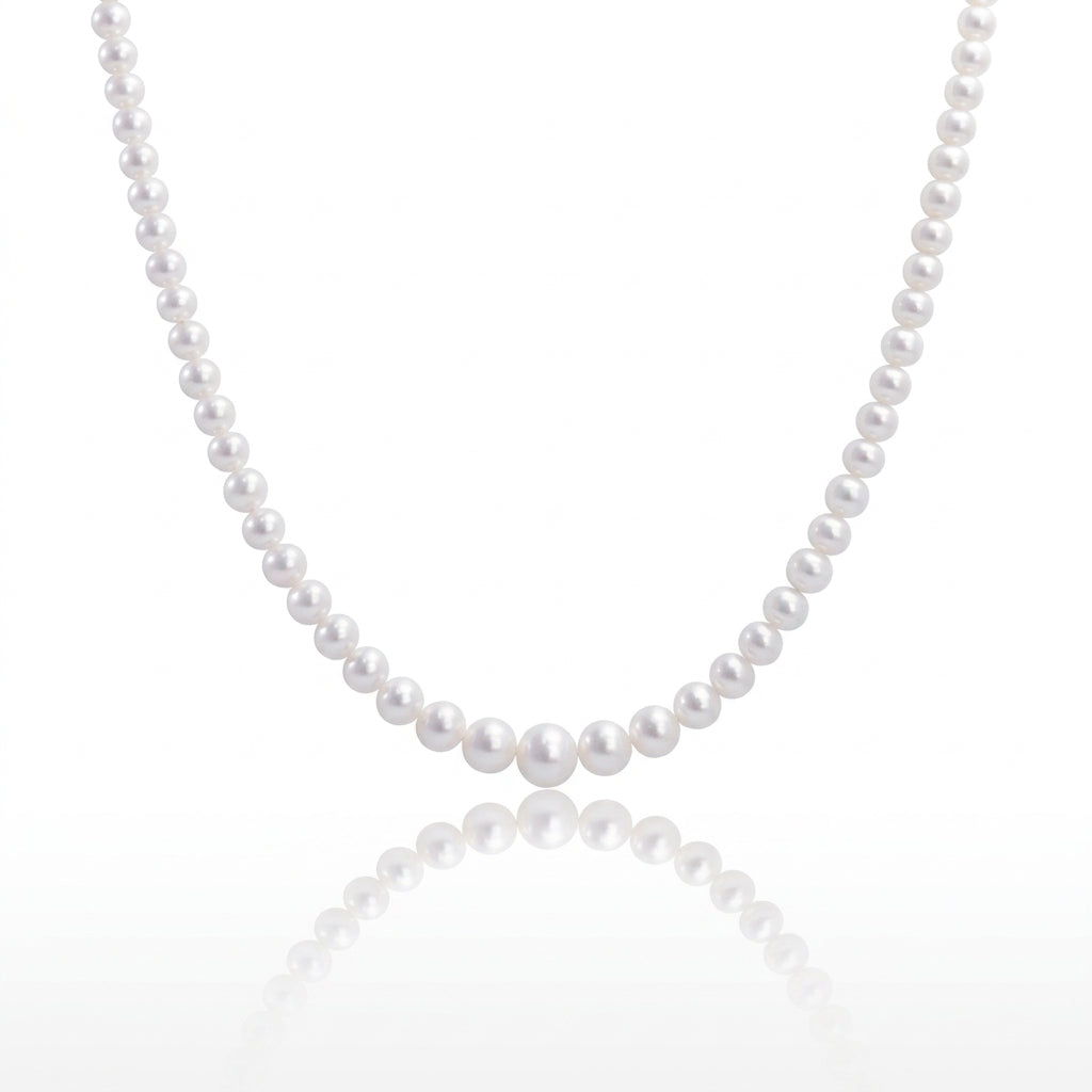 S925 Silver - Moonlit Gradient Freshwater Pearl Necklace | 3–10mm AAA Grade