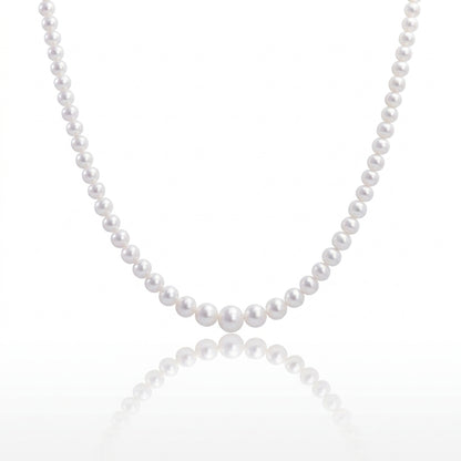 S925 Silver - Moonlit Gradient Freshwater Pearl Necklace | 3–10mm AAA Grade