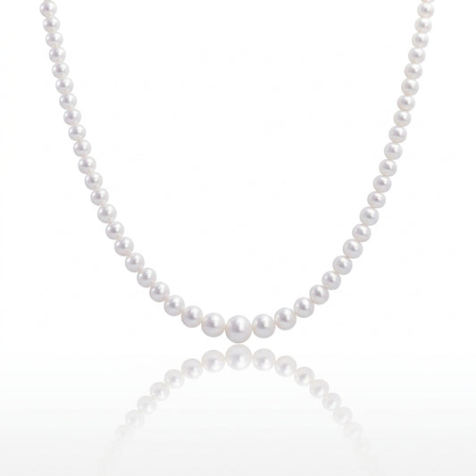 S925 Silver - Moonlit Gradient Freshwater Pearl Necklace | 3–10mm AAA Grade