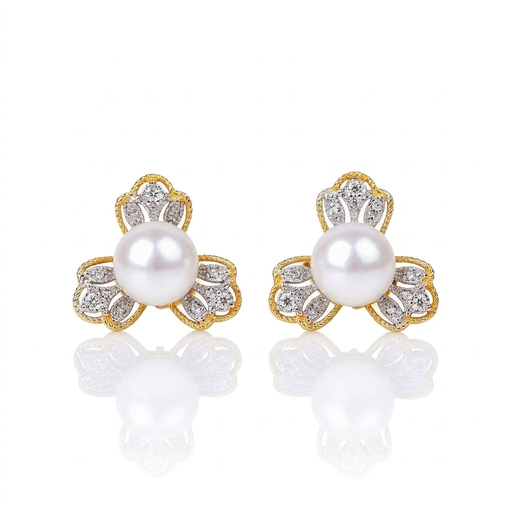 S925 Silver - White Freshwater Pearl Earrings | 6–7mm AAA Grade