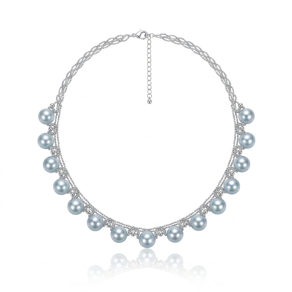 18K White Gold - Akoya Pearl Necklace | 8.5–9mm AAAA Grade