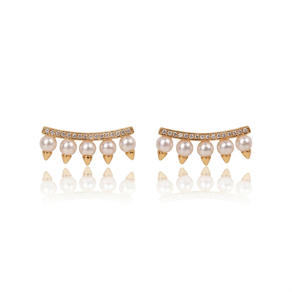 S925 Silver - White Near-Round Freshwater Pearl Earrings | 3–4mm AAA Grade