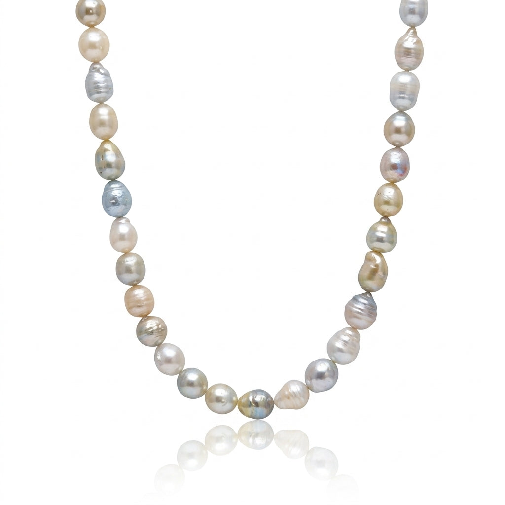 Gold & White Mixed Saltwater Baroque Pearl Strand | 8–13mm AA Grade