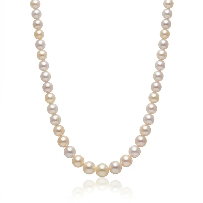 White Akoya Pearl Strand | 8–9mm AAAAA- Tennyo (Hanadama) Grade | Per Strand