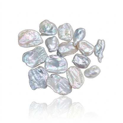 White Baroque Keshi, Square & Petal-Shaped Freshwater Pearl Strand | 15–20mm AAA Grade | Per Kilogram