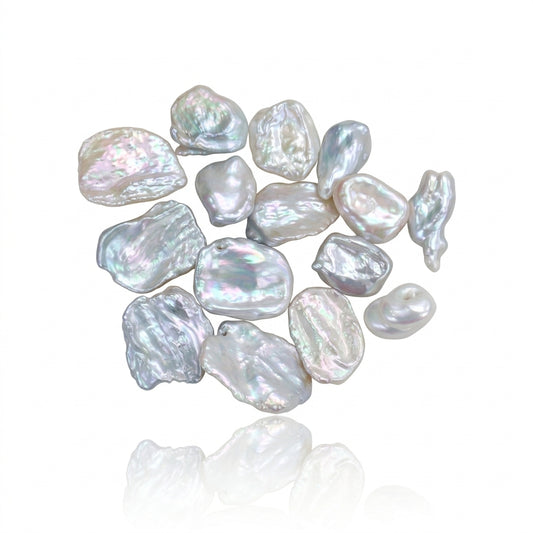 White Baroque Keshi, Square & Petal-Shaped Freshwater Pearl Strand | 15–20mm AAA Grade | Per Kilogram